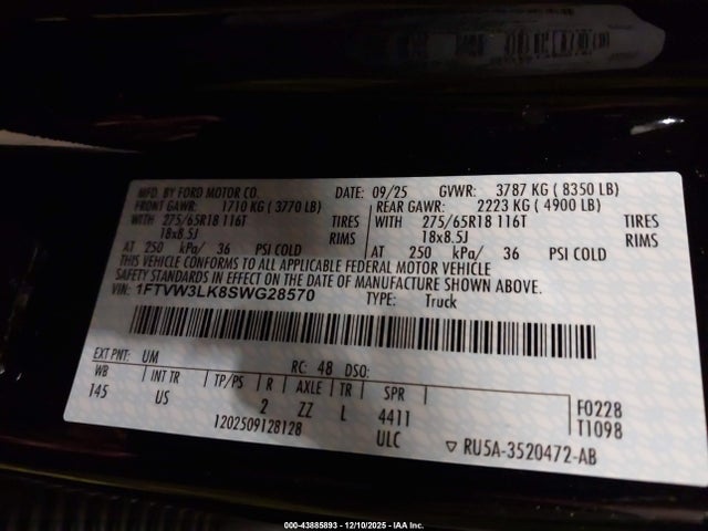 1FTVW3LK8SWG28570 Ford F-150 Lightning Xlt