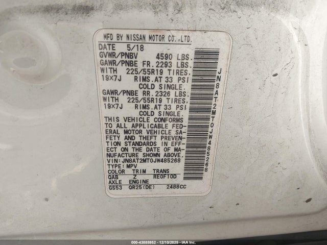 JN8AT2MT0JW485268 Nissan Rogue Sl