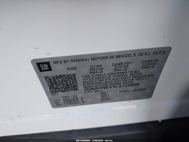 3GNAXNEV9LS714909 Chevrolet Equinox Fwd Premier 1.5l Turbo