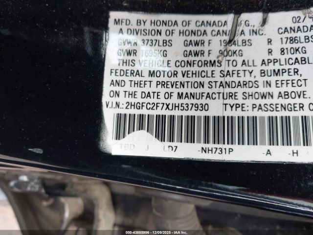 2018 HONDA CIVIC 2HGFC2F7XJH537930 Photo 8