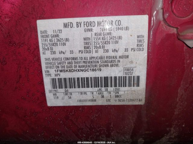 2022 FORD EXPLORER 1FMSK8DHXNGC18619 Photo 8