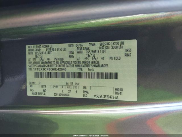 2016 FORD F-150 1FTEX1CP8GKE42846 Photo 8