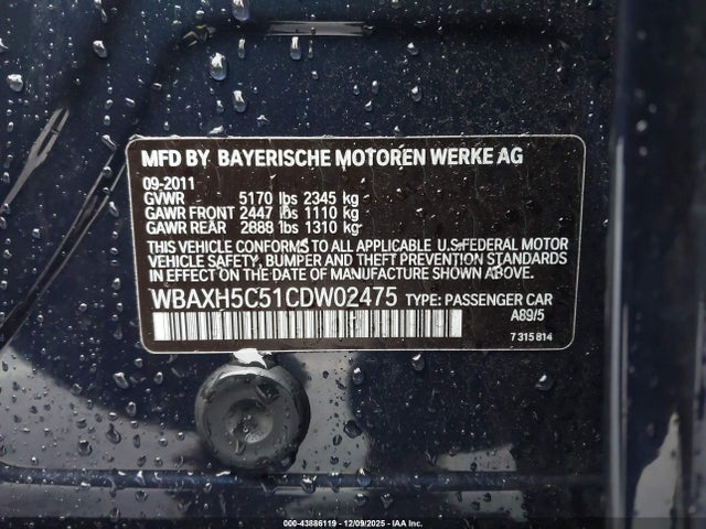 Продаж на аукціоні авто 2012 Bmw 528i Xdrive, vin: WBAXH5C51CDW02475, номер лоту: 43886119