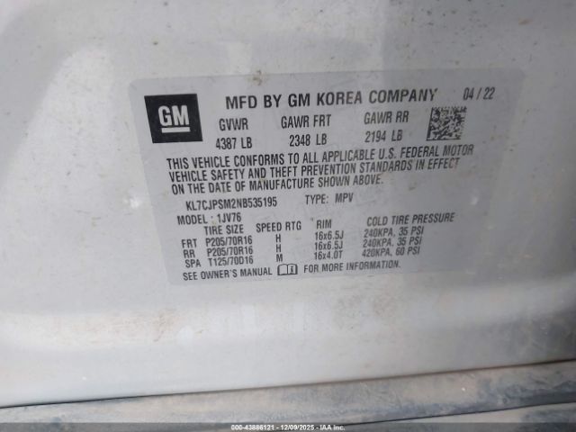 2022 CHEVROLET TRAX KL7CJPSM2NB535195 Photo 8