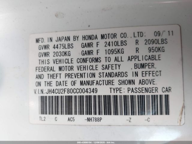 2012 ACURA TSX JH4CU2F80CC004349 Photo 8