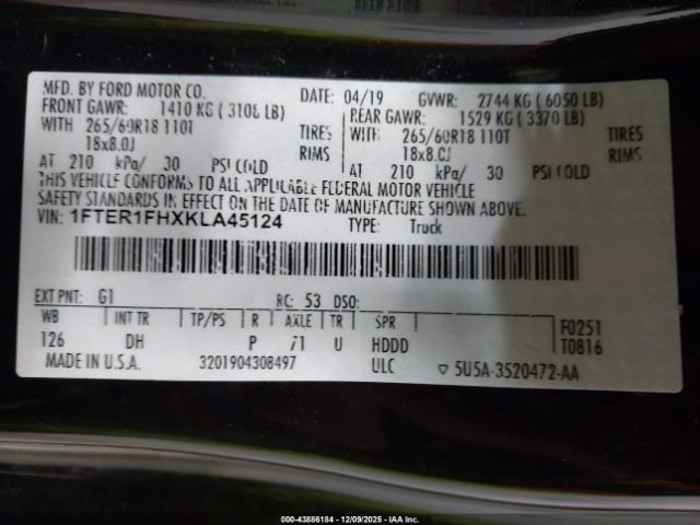 2019 FORD RANGER 1FTER1FHXKLA45124 Photo 8