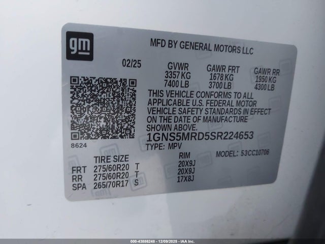1GNS5MRD5SR224653 Chevrolet Tahoe 2wd Ls
