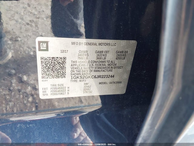 Продажа на аукционе авто 2018 Gmc Yukon Xl Slt, vin: 1GKS2GKC6JR223244, номер лота: 43886258