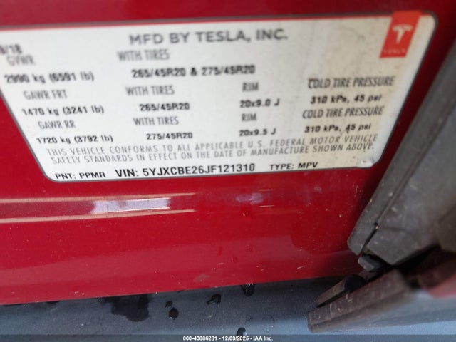 2018 TESLA MODEL X 5YJXCBE26JF121310 Photo 8