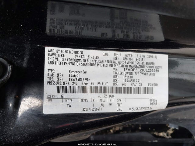 Ford FOCUS S 2018 1FADP3E28JL203989 Image 9