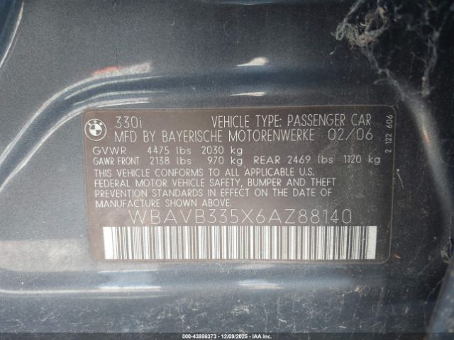 2006 BMW 330I WBAVB335X6AZ88140 Photo 8