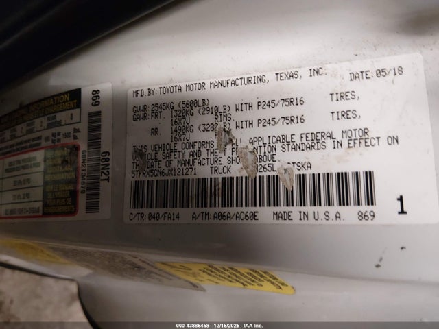 5TFRX5GN6JX121271 Toyota Tacoma Sr