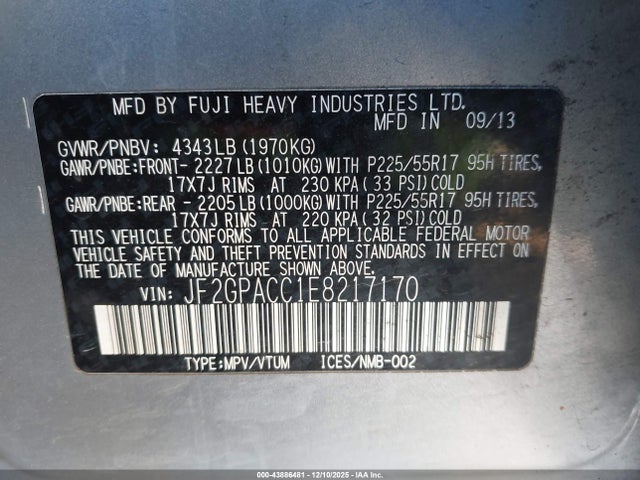 JF2GPACC1E8217170 Subaru Xv Crosstrek 2.0i Premium