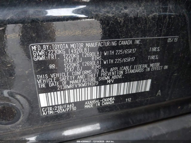 Toyota Rav4 Hybrid Xle 2019 2T3RWRFV1KW014579 Image 9