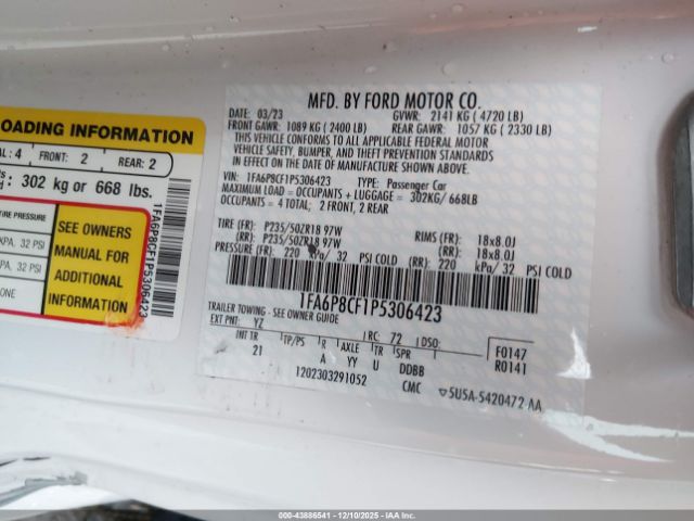 2023 FORD MUSTANG 1FA6P8CF1P5306423 Photo 8