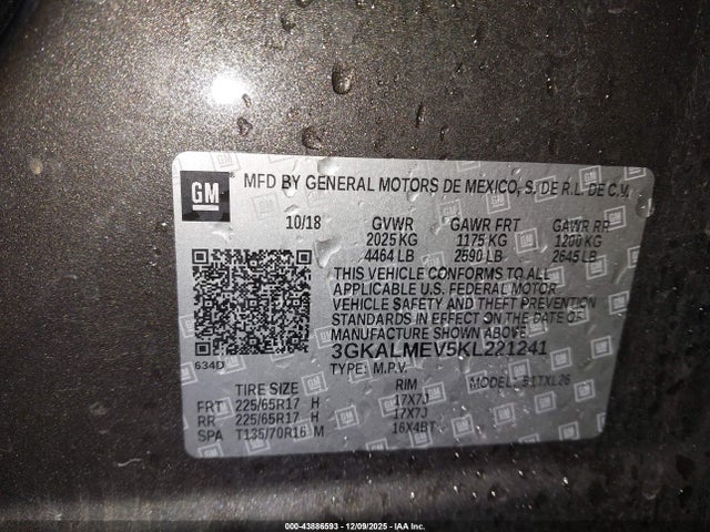 3GKALMEV5KL221241 GMC Terrain Sle