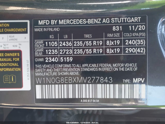 W1N0G8EBXMV277843 Mercedes-Benz Glc 300 4matic Suv