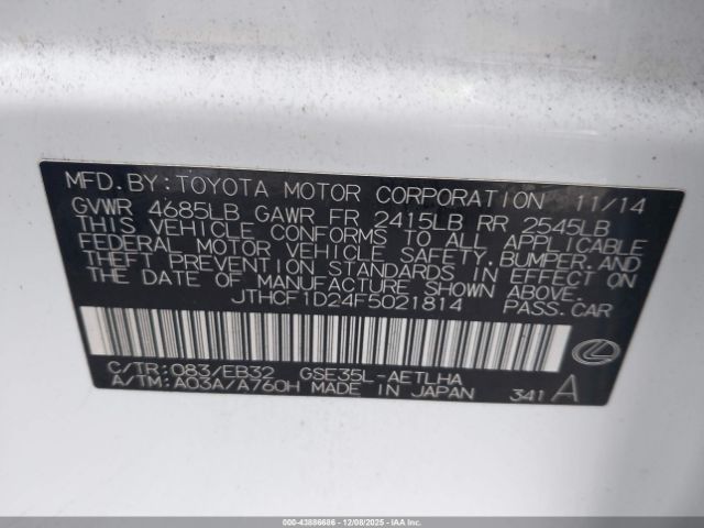 2015 LEXUS IS 250 JTHCF1D24F5021814 Photo 8