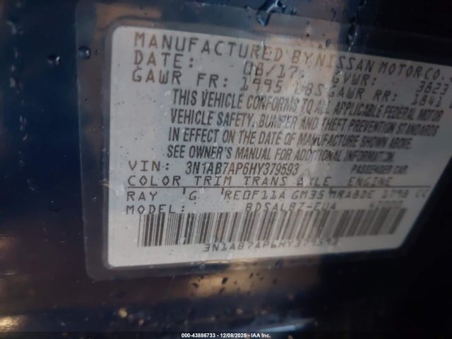 3N1AB7AP6HY379593 Nissan SENTRA S