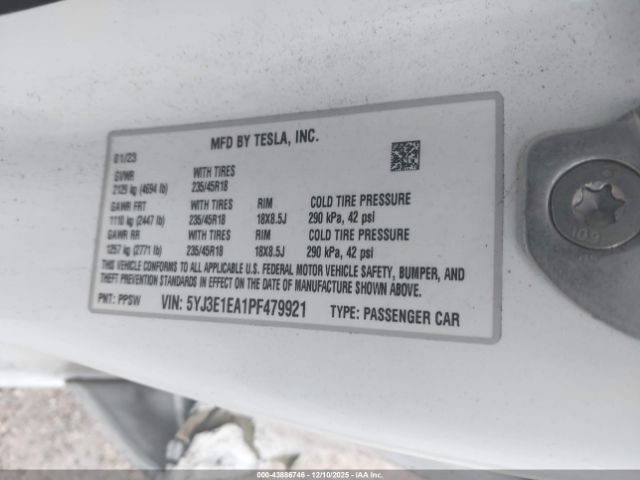2023 TESLA MODEL 3 5YJ3E1EA1PF479921 Photo 8