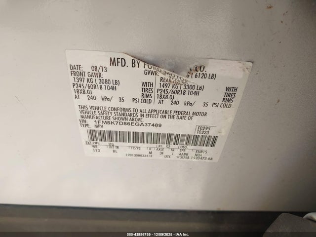 Ford EXPLORER XLT 2014 1FM5K7D86EGA37489 Image 9