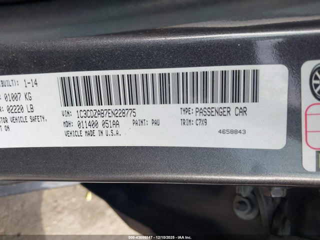 1C3CDZAB7EN228775 Dodge AVENGER SE