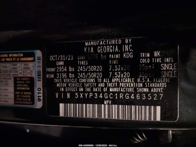 KIA Telluride Ex 2024 5XYP34GC1RG463527 Image 9
