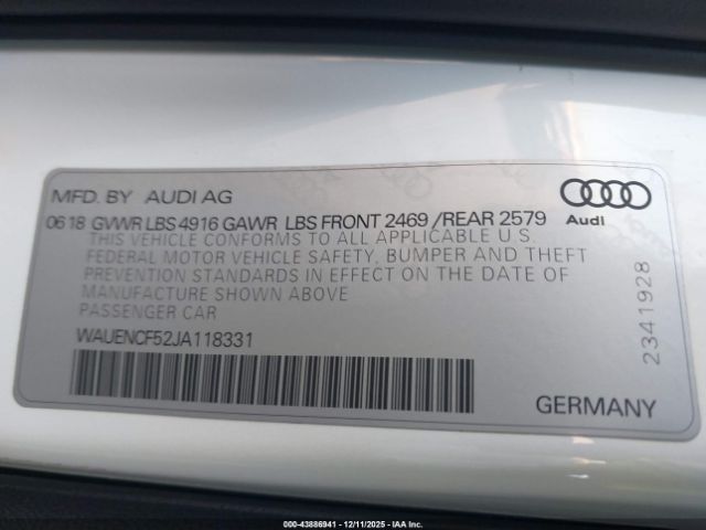 2018 AUDI A5 WAUENCF52JA118331 Photo 8
