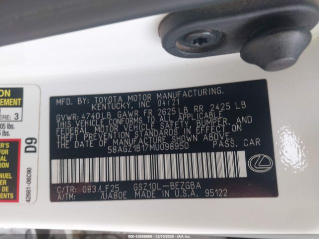 2021 LEXUS ES 350 58AGZ1B17MU098950 Photo 8