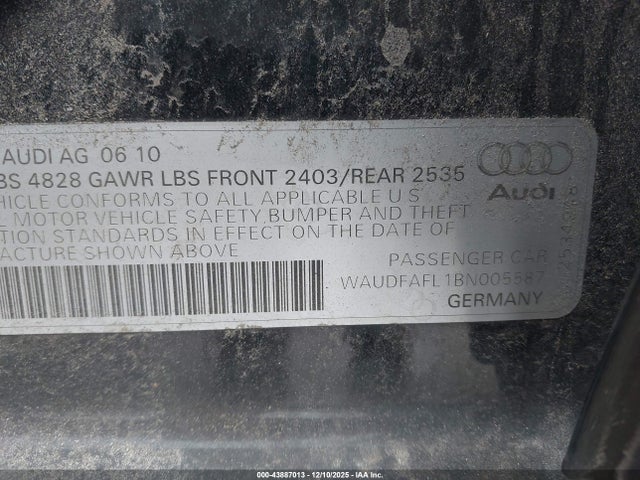 2011 AUDI A4 WAUDFAFL1BN005587 Photo 8