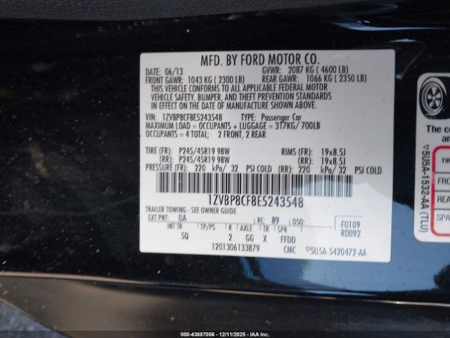 2014 FORD MUSTANG 1ZVBP8CF8E5243548 Photo 8
