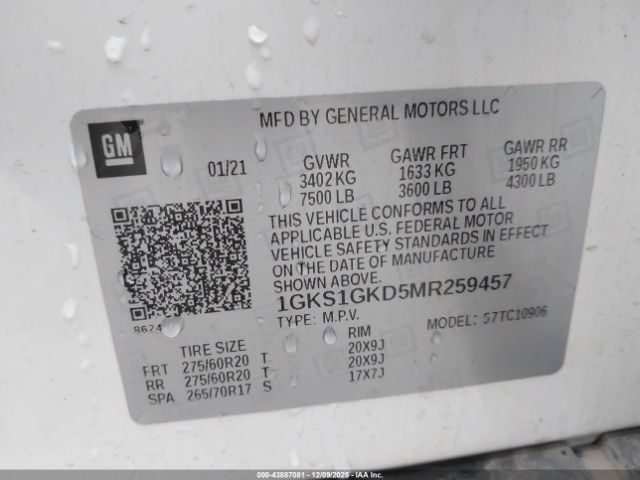 2021 GMC YUKON XL 1GKS1GKD5MR259457 Photo 8