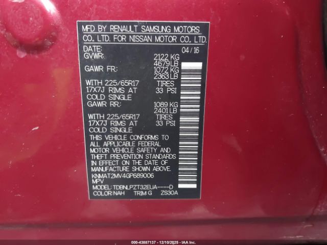 2016 NISSAN ROGUE KNMAT2MV4GP689006 Photo 8