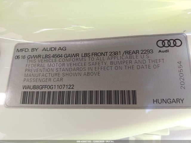 2016 AUDI A3 WAUB8GFF0G1107122 Photo 8
