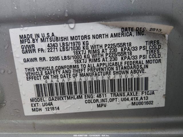 2014 MITSUBISHI OUTLANDER SPORT 4A4AP3AU9EE019653 Photo 8