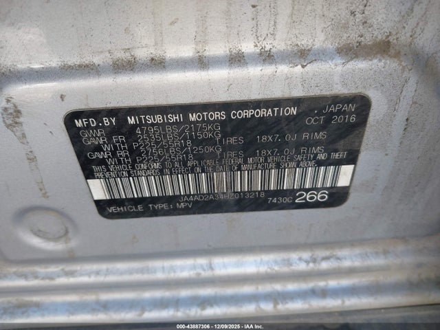 2017 MITSUBISHI OUTLANDER JA4AD2A34HZ013218 Photo 8
