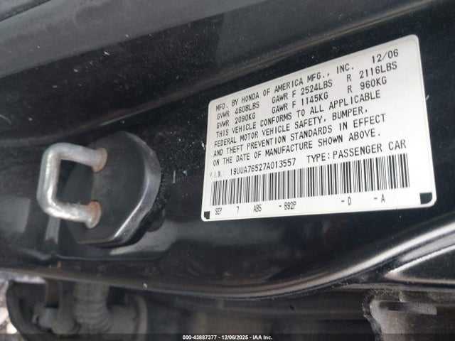 Продажа на аукционе авто 2007 Acura Tl Type S, vin: 19UUA76527A013557, номер лота: 43887377