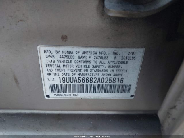 2002 ACURA TL 19UUA56682A025816 Photo 8