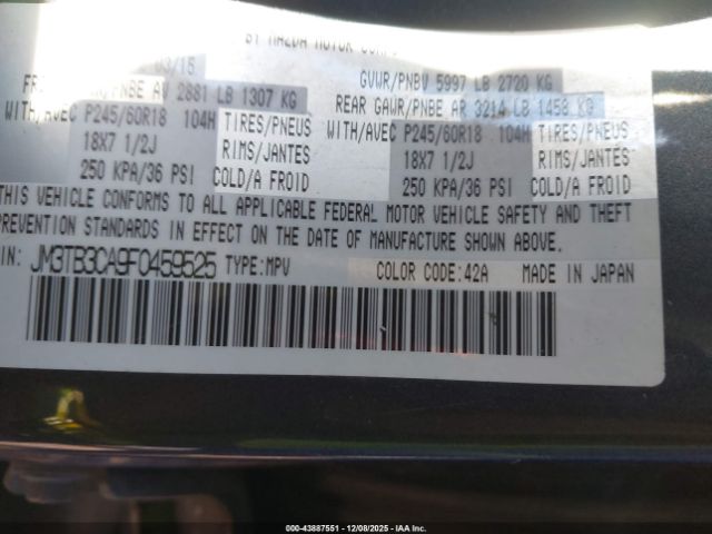 2015 MAZDA CX-9 JM3TB3CA9F0459525 Photo 8