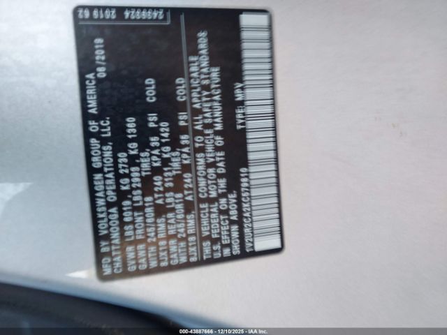 2019 VOLKSWAGEN ATLAS 1V2UR2CA2KC579810 Photo 8