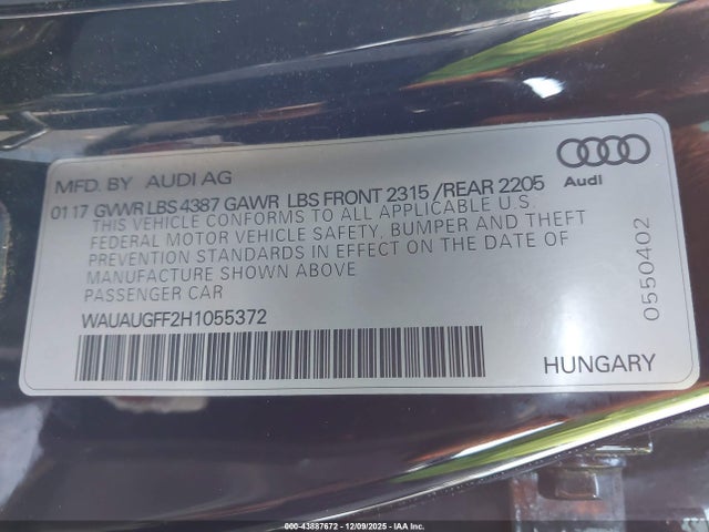 2017 AUDI A3 WAUAUGFF2H1055372 Photo 8