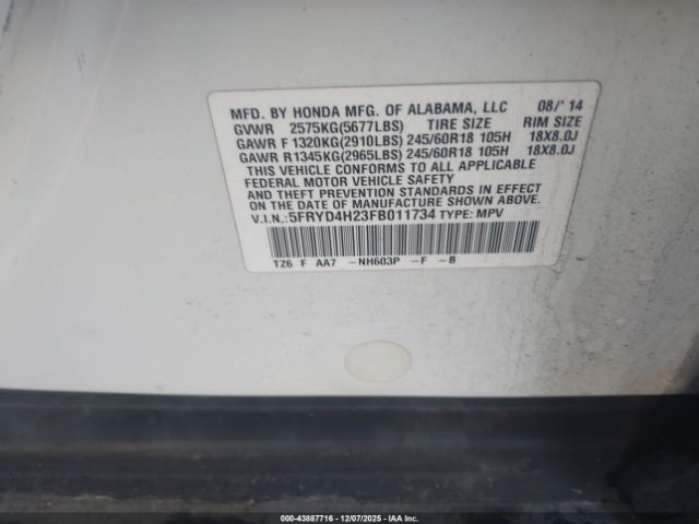 2015 ACURA MDX 5FRYD4H23FB011734 Photo 8