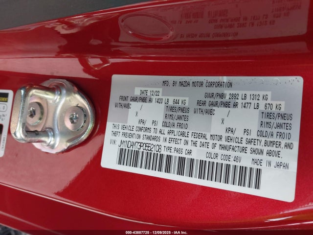 43887725 :رقم المزاد ، JM1NDAM73P0552108 vin ، 2023 Mazda Mx-5 Miata Rf Grand Touring مزاد بيع