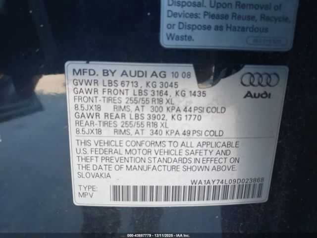 2009 AUDI Q7 WA1AY74L09D023868 Photo 8
