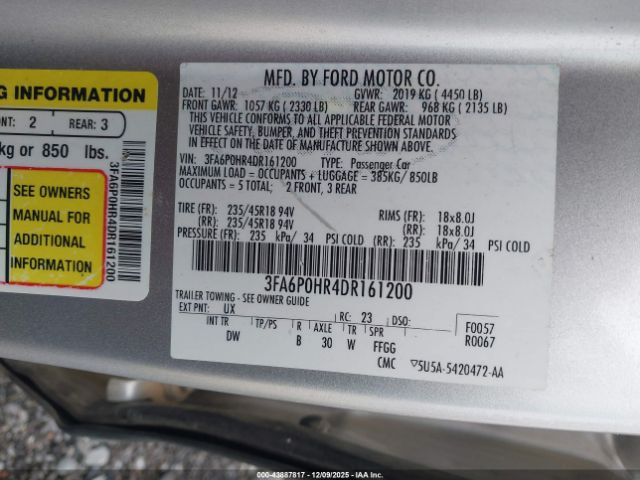 2013 FORD FUSION 3FA6P0HR4DR161200 Photo 8