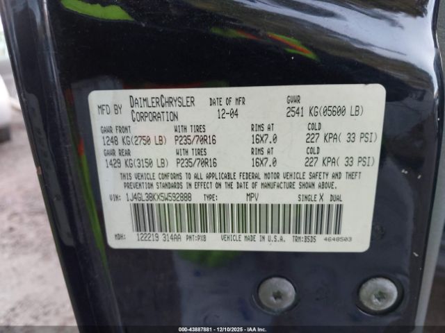 2005 JEEP LIBERTY 1J4GL38KX5W592888 Photo 8
