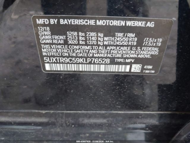 2019 BMW X3 5UXTR9C59KLP76528 Photo 8