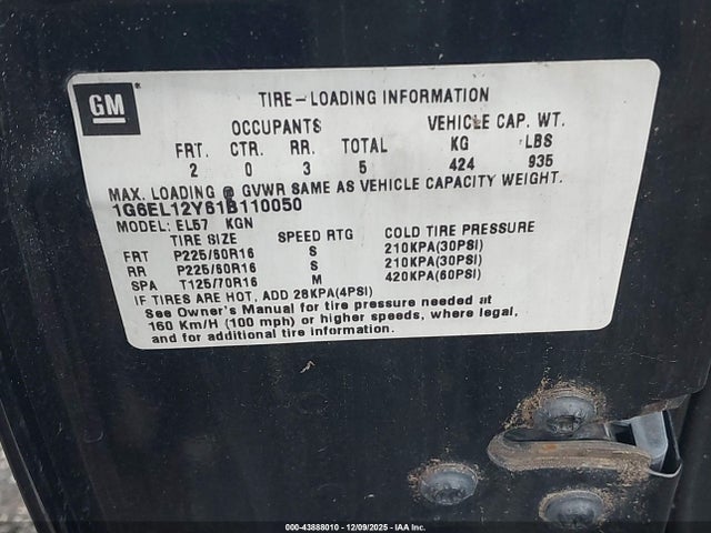 2001 CADILLAC ELDORADO 1G6EL12Y61B110050 Photo 8