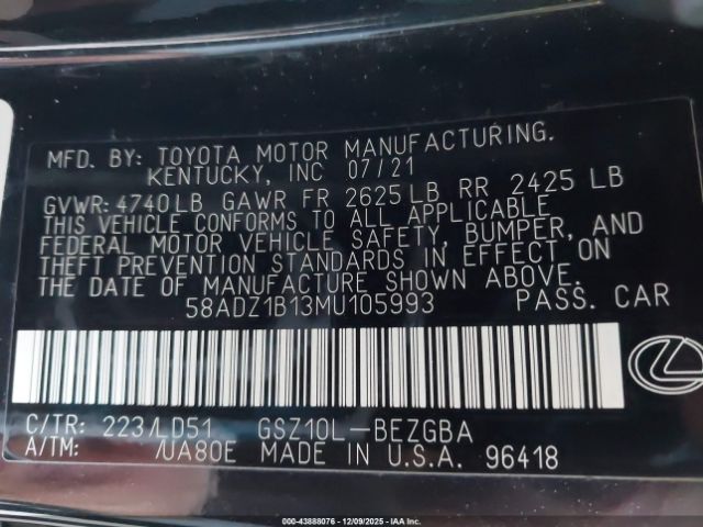 2021 LEXUS ES 350 58ADZ1B13MU105993 Photo 8