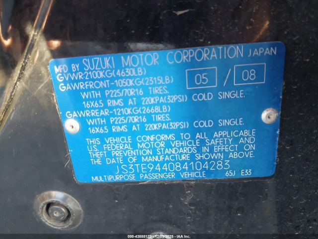 2008 SUZUKI GRAND VITARA JS3TE944084104283 Photo 8